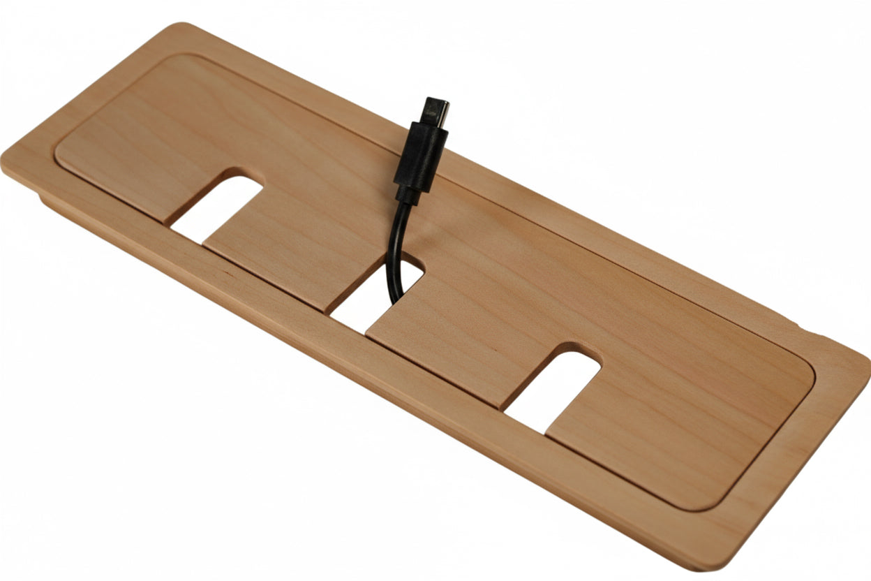 Square Wood Cable Hole Grommet Executive