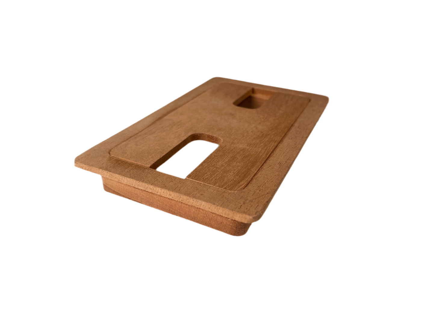 Mahogany Rectangle wood  Cable Hole Grommet