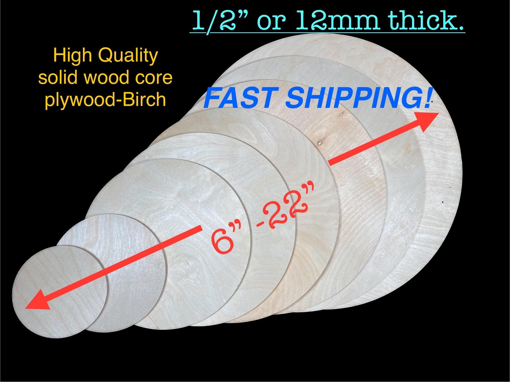 Birch Plywood Rounds: 1/2" Wood Circle for Signs, CNC Cut